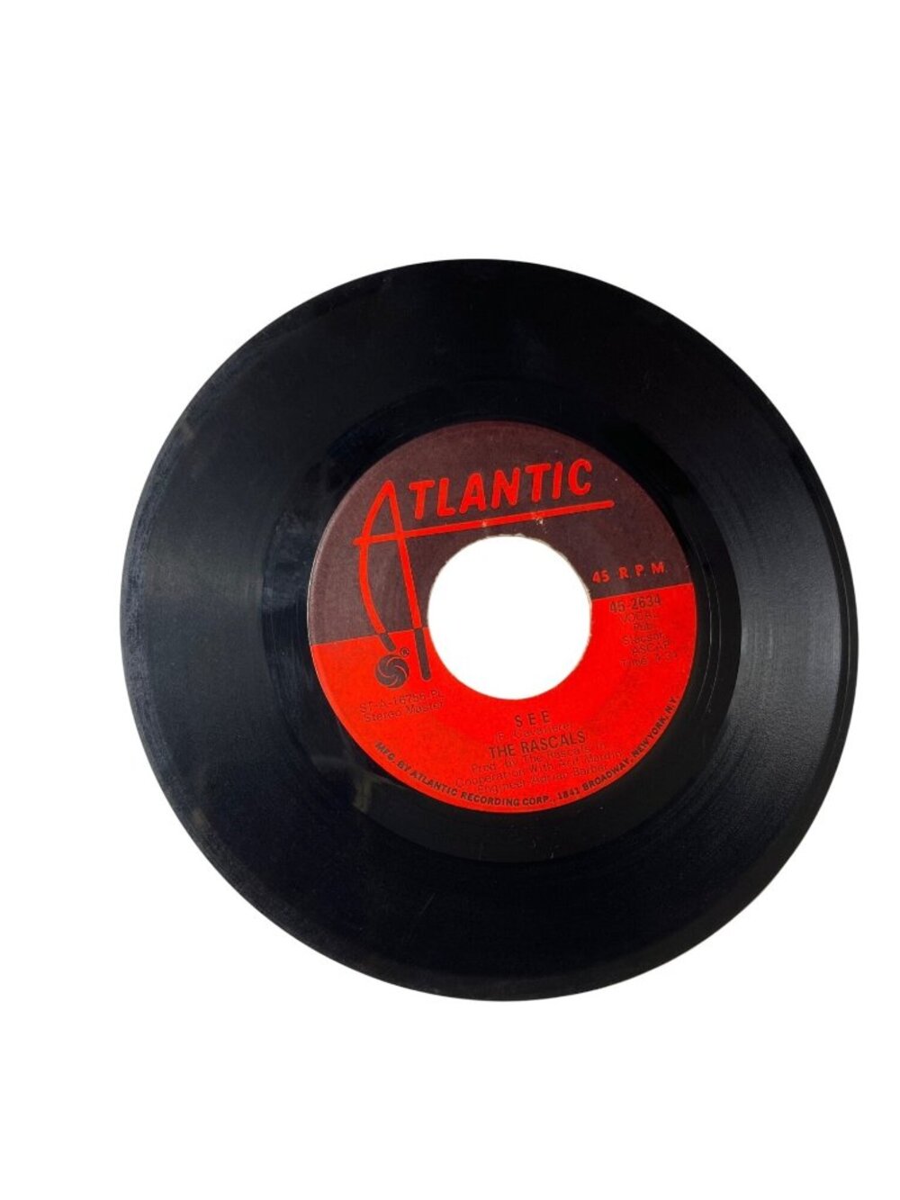The Rascals "See" & "Away Away" 7" Vinyl Record Atlantic 45 RPM Single R99